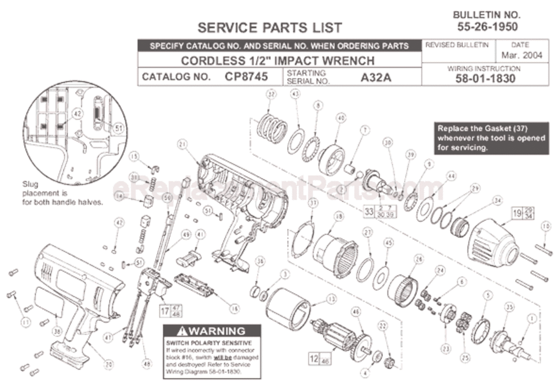 Page A Diagram and Parts List for CP8745 SER 9079-68 Milwaukee Impact Driver