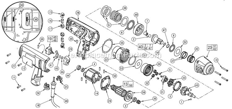 Page 1 Diagram and Parts List for 9075-20 239A Milwaukee Wrench