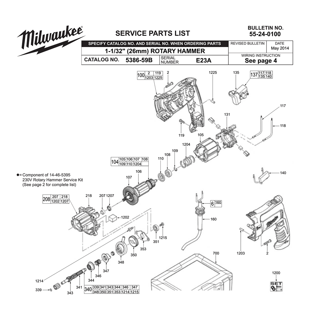 Fig-0 Diagram and Parts List for 5386-59B E23A Milwaukee Hammer Drill