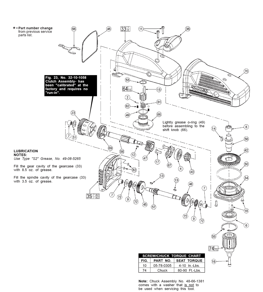 Fig-1 Diagram and Parts List for 1680-21 407C Milwaukee Electric Drill