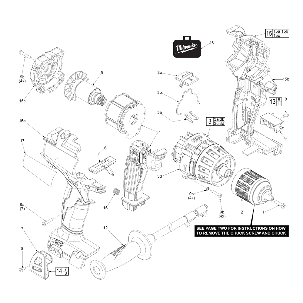 Fig-0 Diagram and Parts List for 2704-22 G73A Milwaukee Hammer Drill