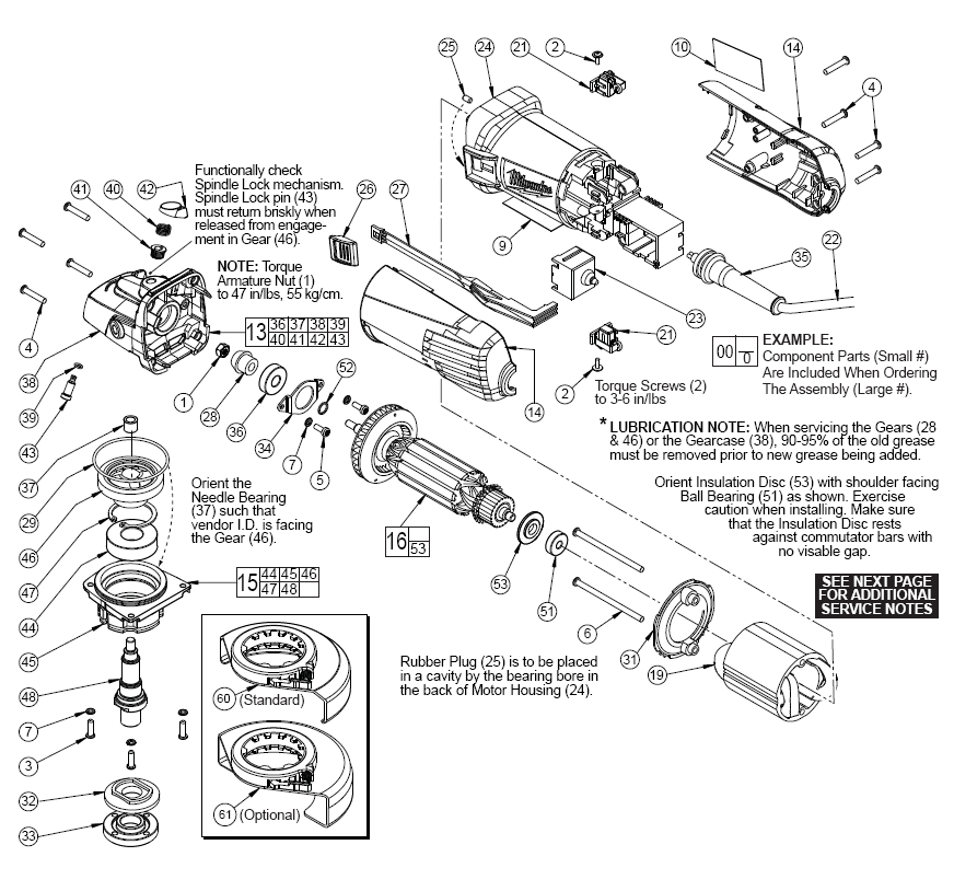 Fig-0 Diagram and Parts List for 6148-33  Milwaukee Angle Grinder