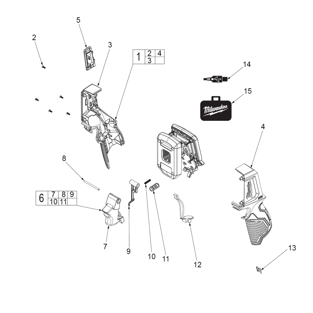 Fig-0 Diagram and Parts List for 2258-21 F77A Milwaukee Miscellaneous