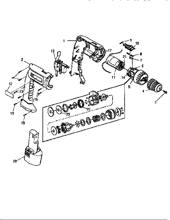 Cordless Driver/Drill Diagram and Parts List for 0396-1 TYPE C Milwaukee Drill