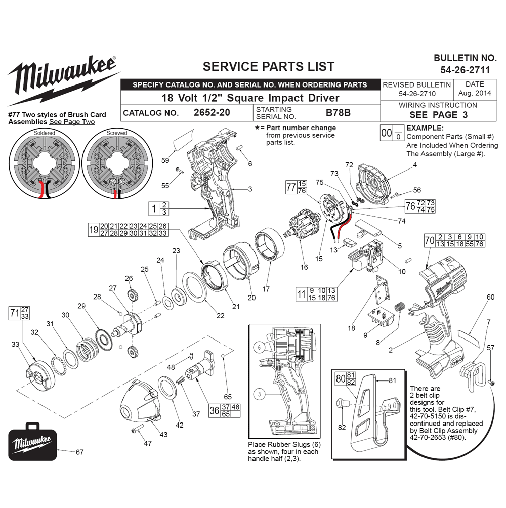 Fig-0 Diagram and Parts List for 2652-22 B78B Milwaukee Impact Driver