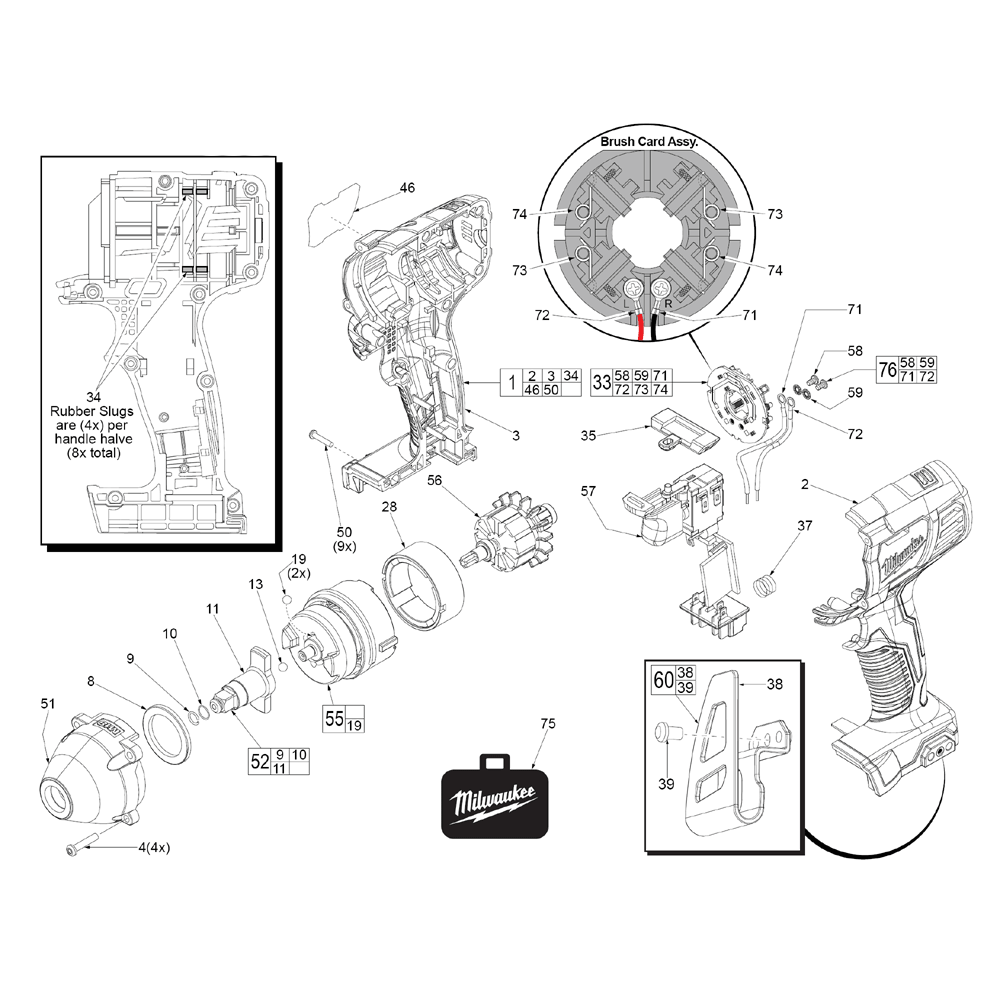 Fig-0 Diagram and Parts List for 2658-22CT F49A Milwaukee Impact Driver