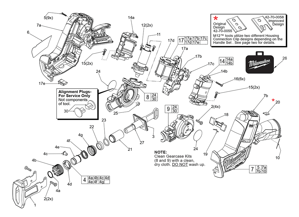 Fig-0 Diagram and Parts List for 2520-059 F94A Milwaukee Saw