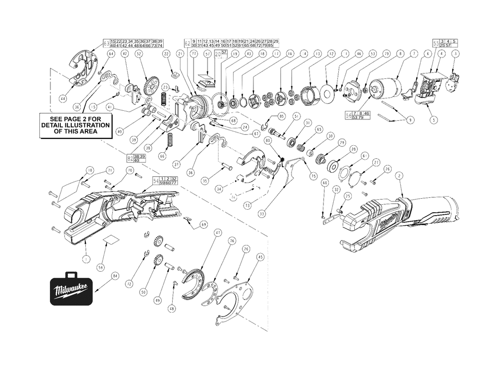 M12 Copper Tubing Cutter Diagram and Parts List for 2471-21 B61C Milwaukee Pipe Tools