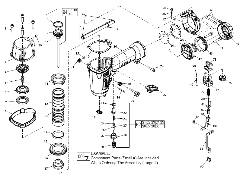 Fig-0 Diagram and Parts List for 7150-21  Milwaukee Nailer