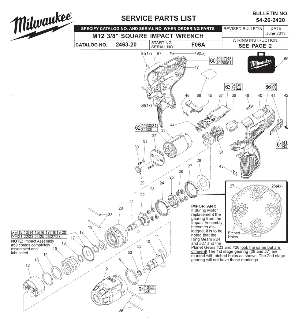 Fig-0 Diagram and Parts List for 2463-20 F06A Milwaukee Impact Driver