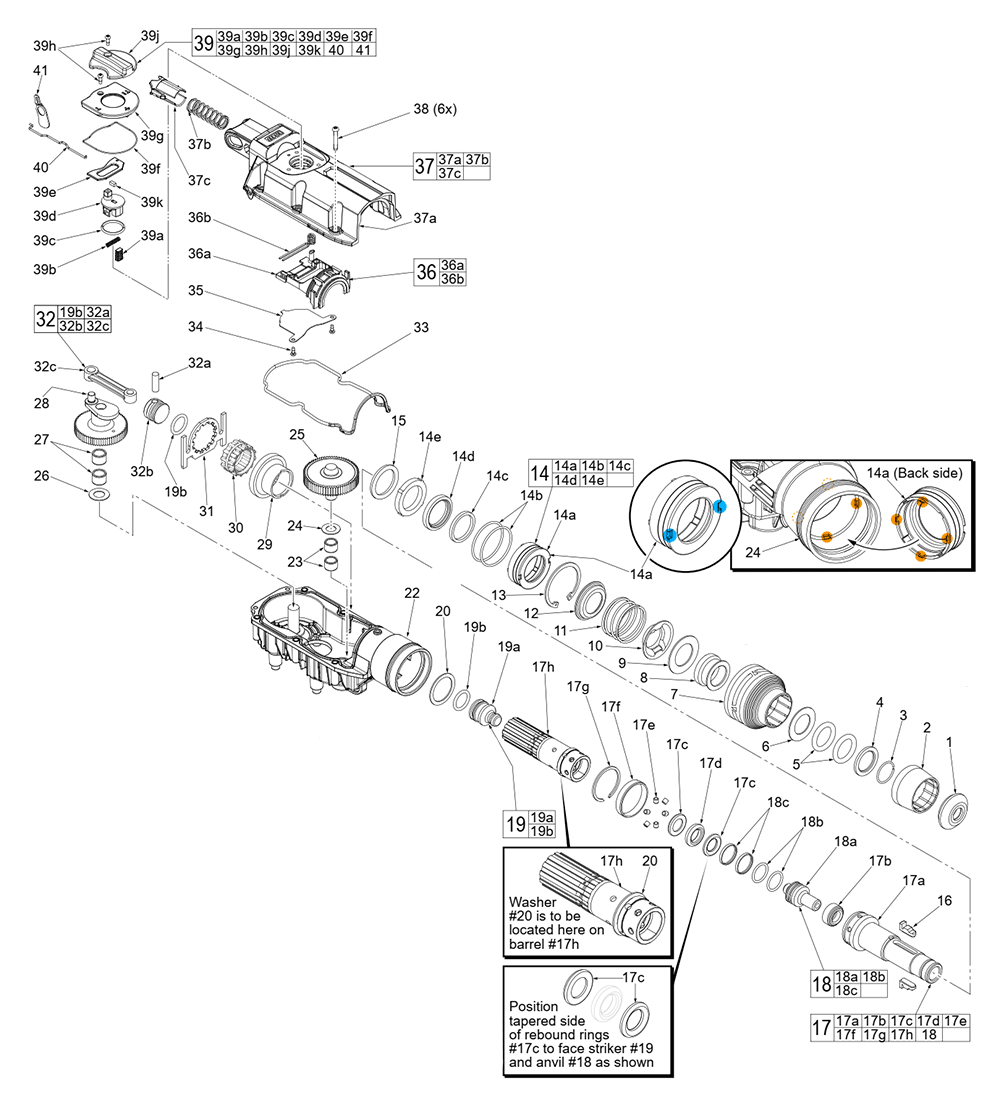 Fig-0 Diagram and Parts List for 5546-21 K61A Milwaukee Hammer Drill