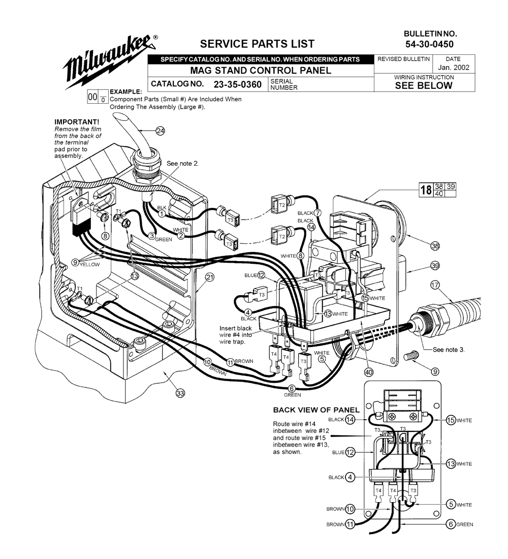Fig-0 Diagram and Parts List for 23-35-0360  Milwaukee Miscellaneous