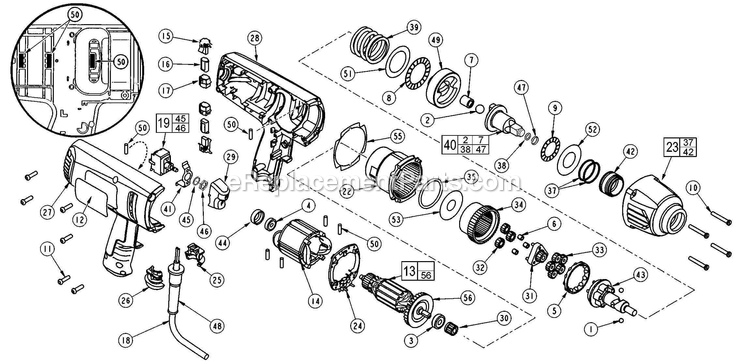 Page 1 Diagram and Parts List for 9071-20 230A Milwaukee Wrench