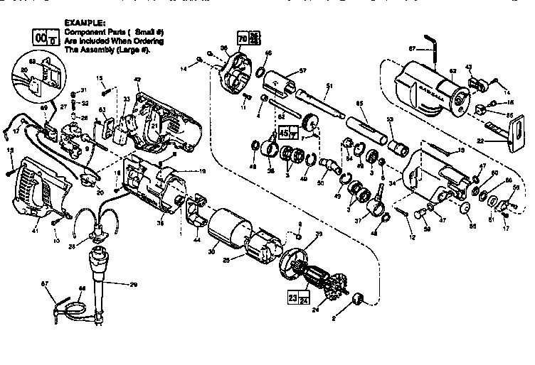 Unit Parts Diagram and Parts List for 6527 TYPE D Milwaukee Reciprocating Saw