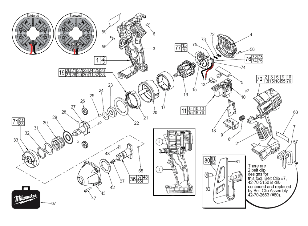 Fig-0 Diagram and Parts List for 2652-059 D69C Milwaukee Impact Driver