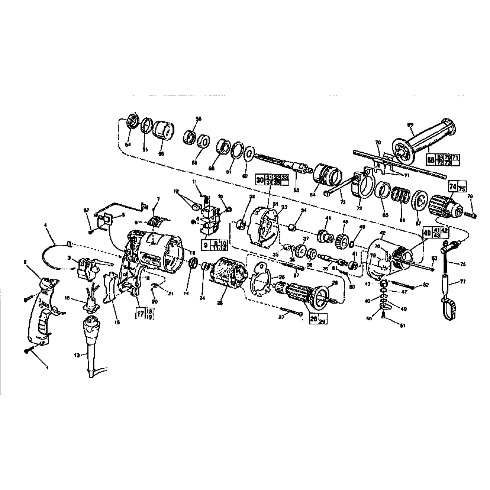 Unit Parts Diagram and Parts List for 5370-1TYPEF  Milwaukee Drill