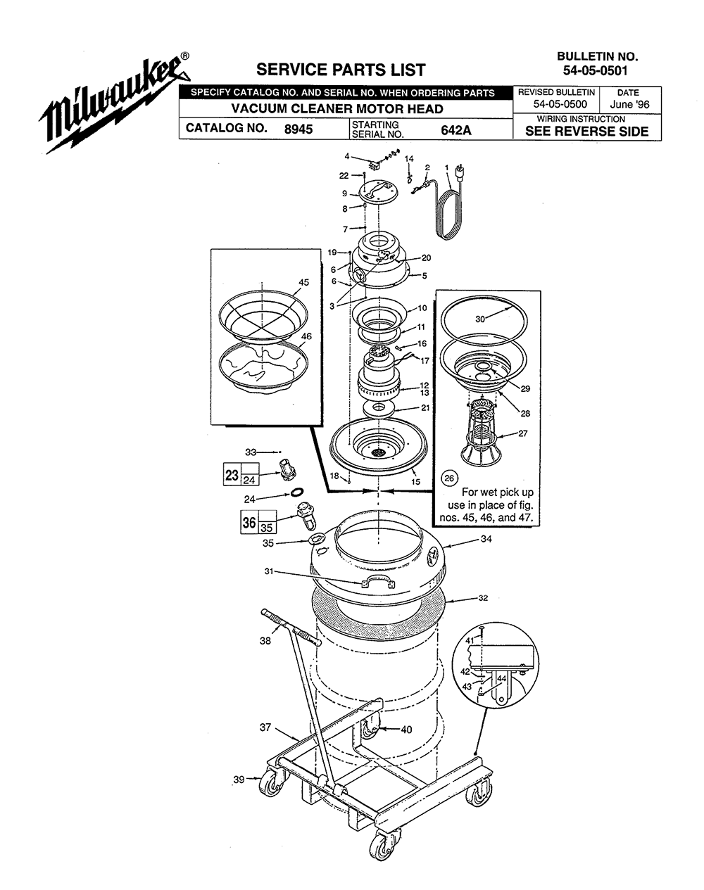 Fig-0 Diagram and Parts List for 49-90-1100  Milwaukee Leaf Blower / Vacuum