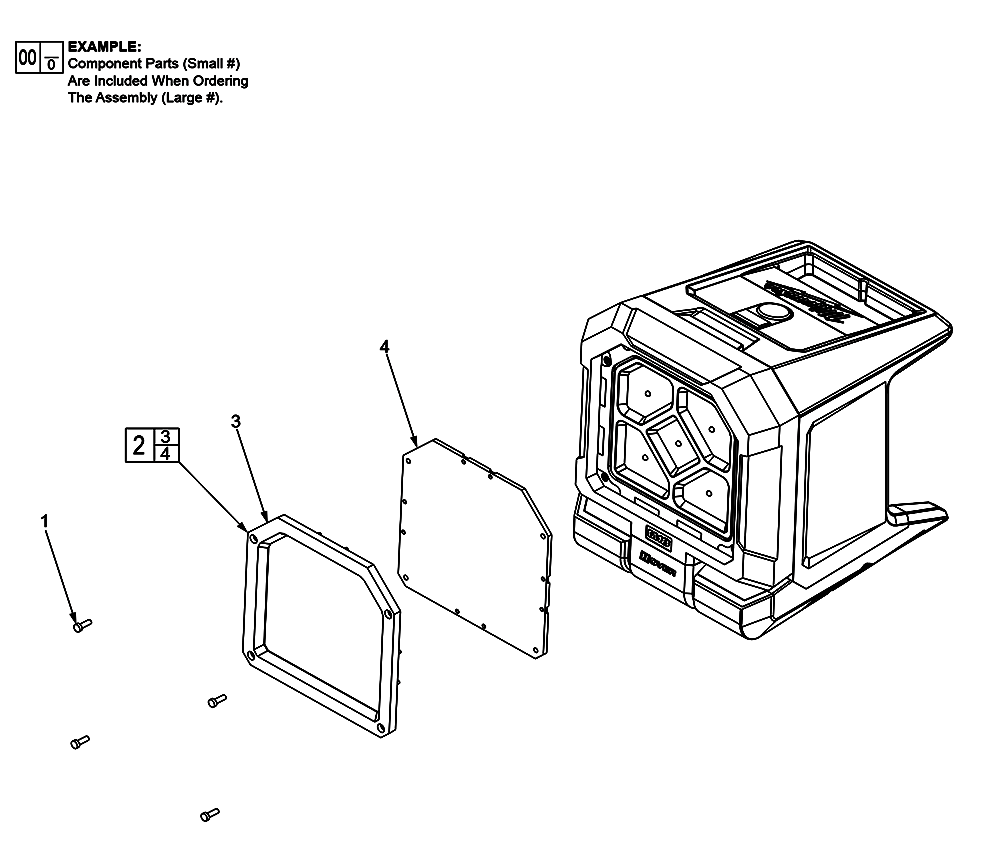 Fig-0 Diagram and Parts List for 2365-20 J43A Milwaukee Worklight & Flashlight
