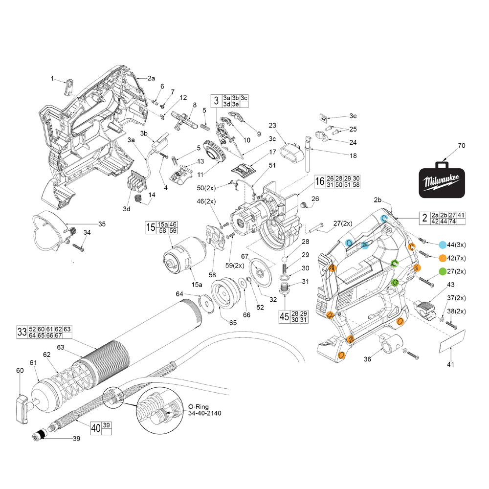 Fig-0 Diagram and Parts List for 2646-22 E98A Milwaukee Miscellaneous