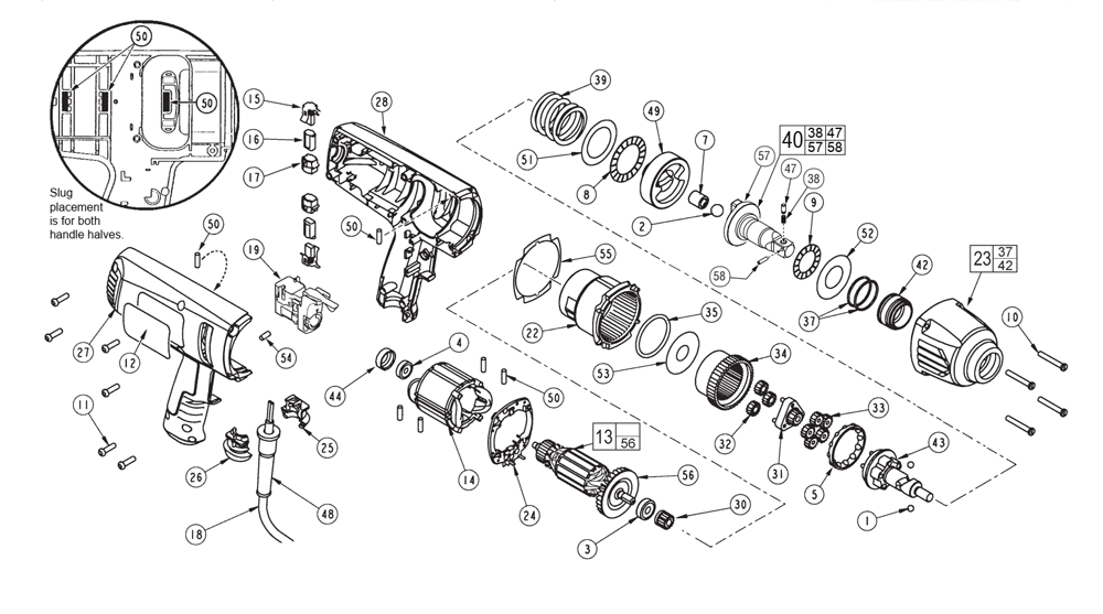 Fig-0 Diagram and Parts List for 9072-59B G04B Milwaukee Impact Driver