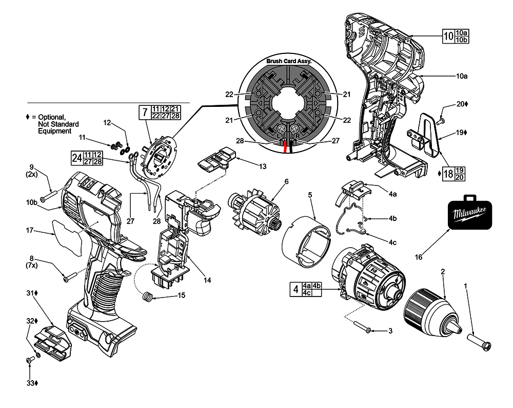 Fig-0 Diagram and Parts List for 2606-059 F61B Milwaukee Electric Drill