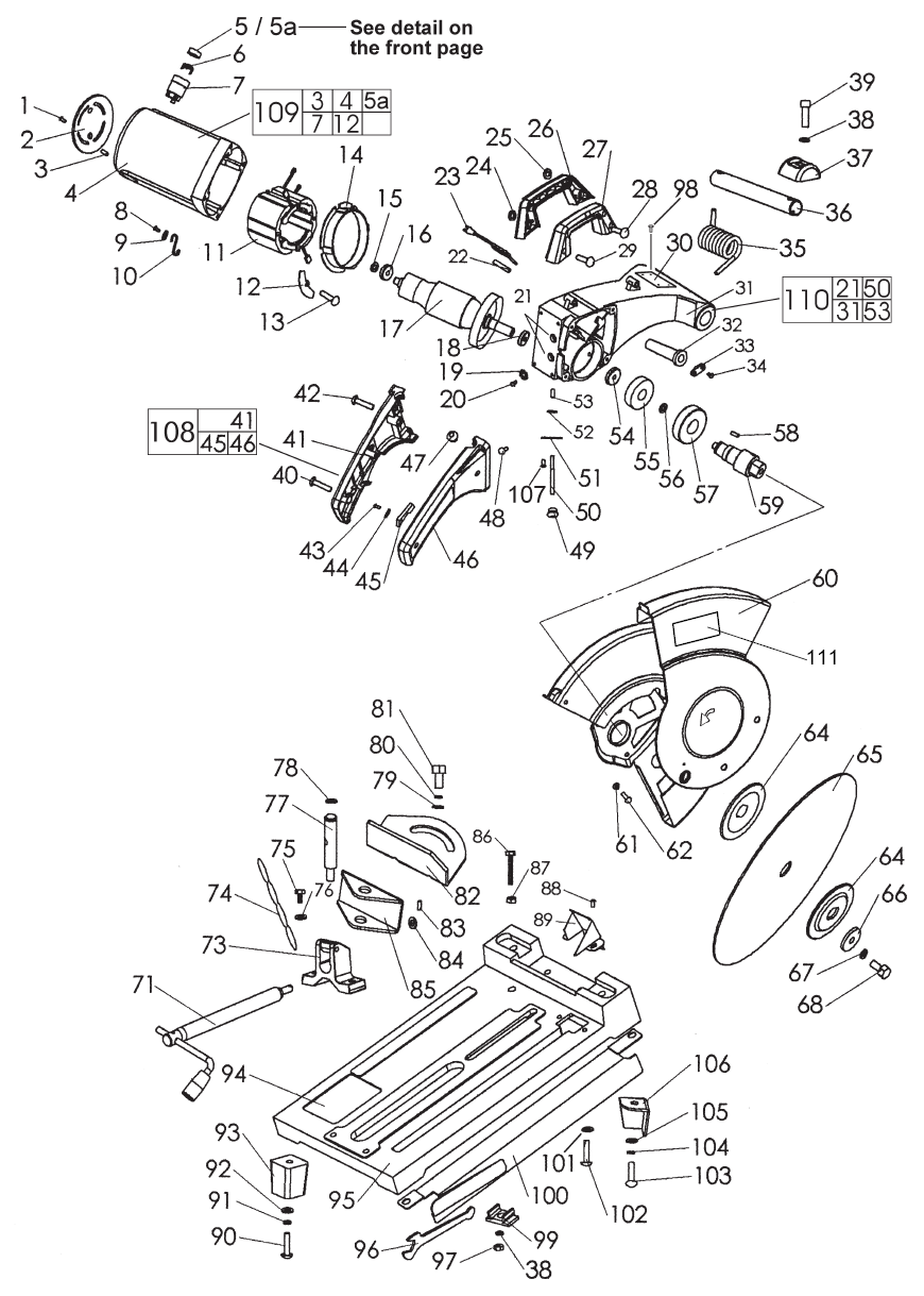 Fig-0 Diagram and Parts List for 6176-20  Milwaukee Saw