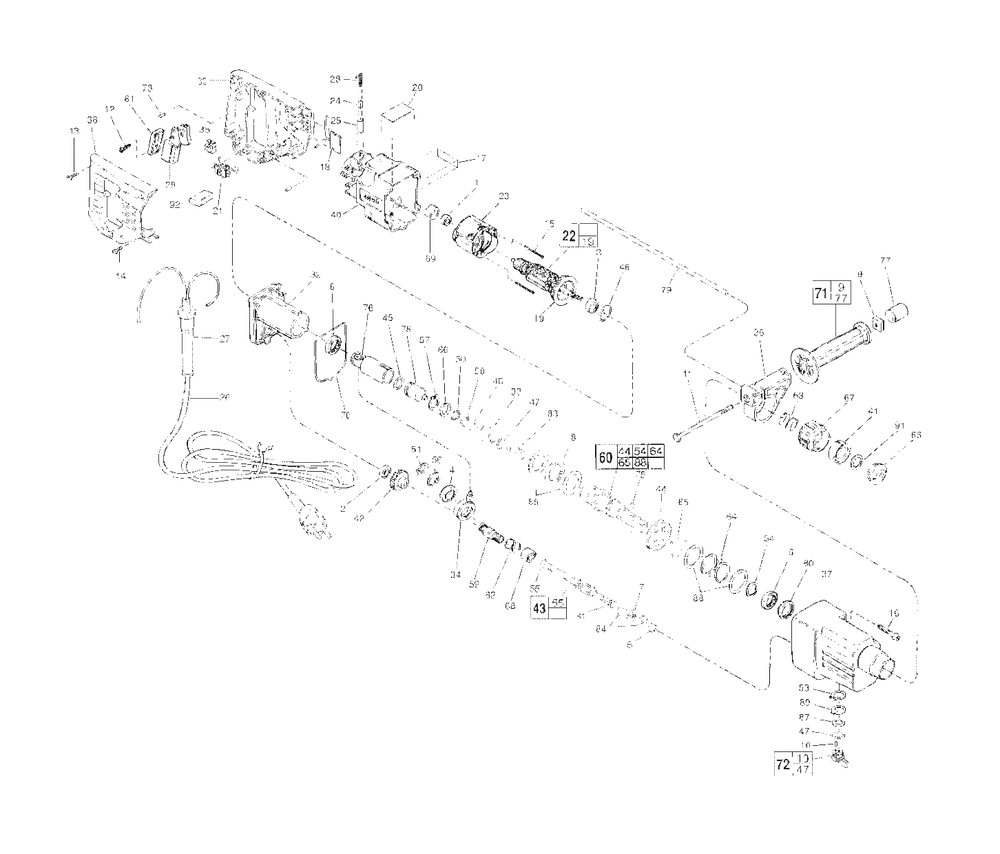 3/4-Inch Rotary Hammer Diagram and Parts List for 5368-4 793A Milwaukee Hammer Drill