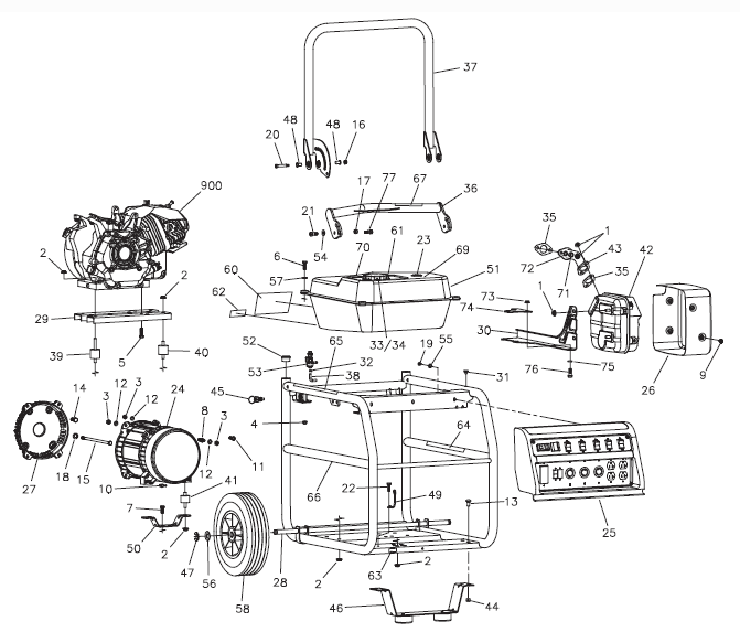 Fig-0 Diagram and Parts List for 4960-24  Milwaukee Generator