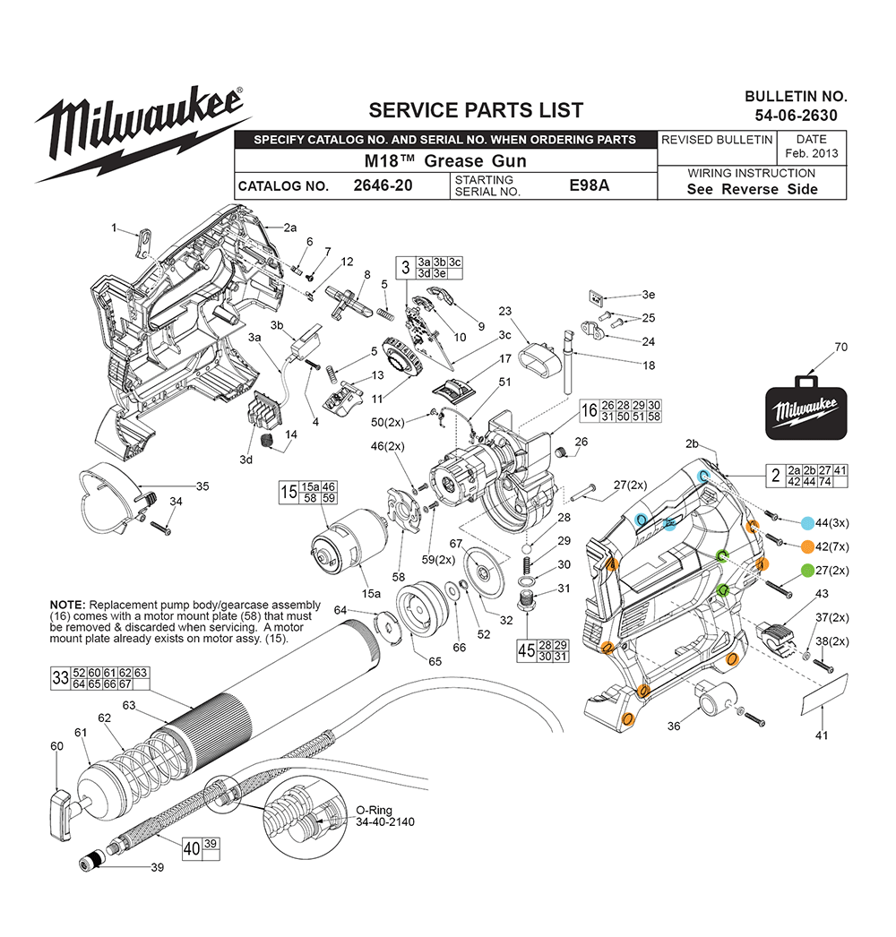 Fig-0 Diagram and Parts List for 2646-21 E98A Milwaukee Miscellaneous