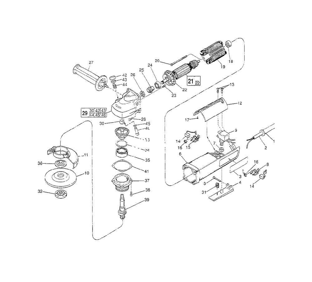 5-Inch D.I. Sander-Grinder Diagram and Parts List for 6141-31 763-31251 Milwaukee Sander Grinder