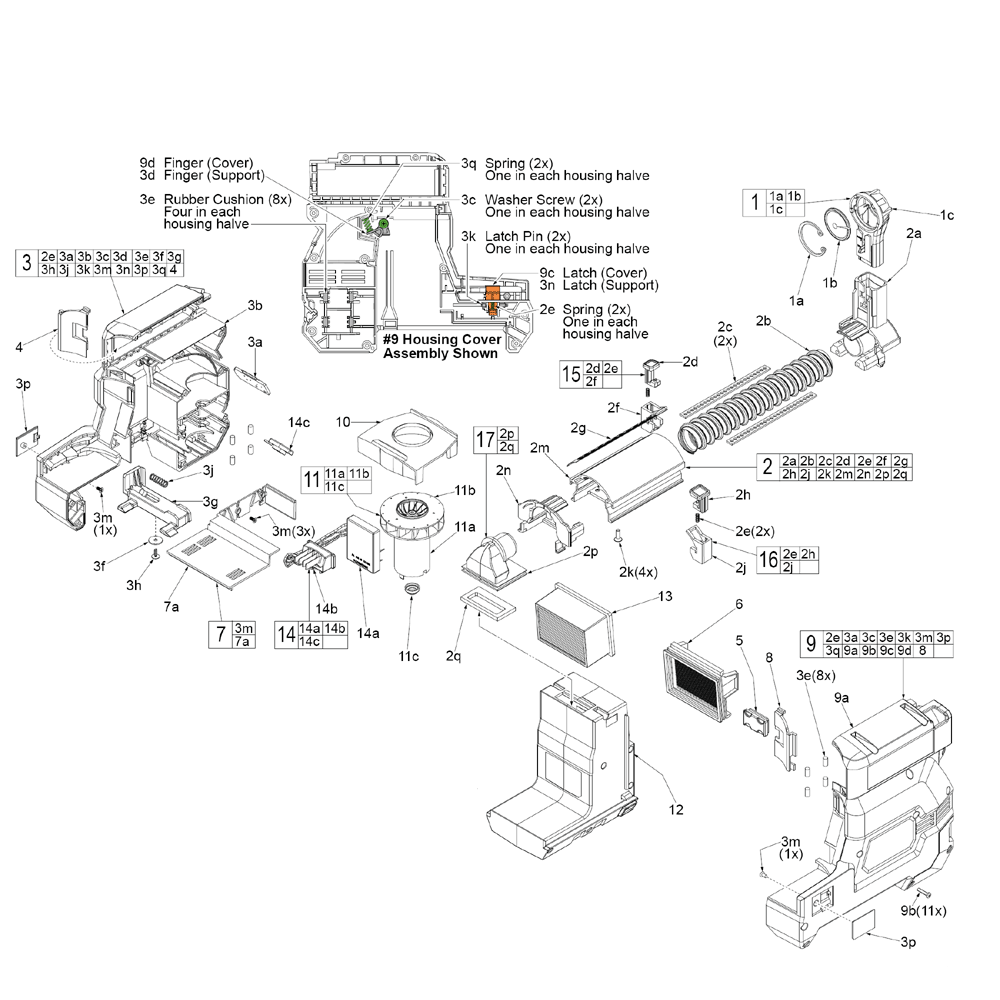 Fig-0 Diagram and Parts List for 2715-DE G15A Milwaukee Hammer Drill