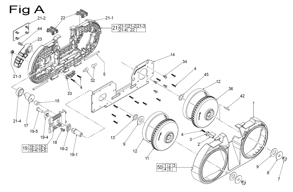 Fig-1 Diagram and Parts List for 2429-20 E25B Milwaukee Band Saw
