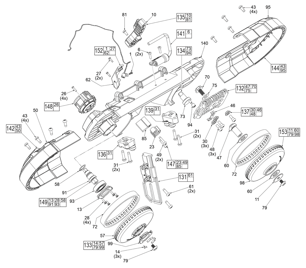 Fig-0 Diagram and Parts List for 2829S-20 L23A Milwaukee Band Saw
