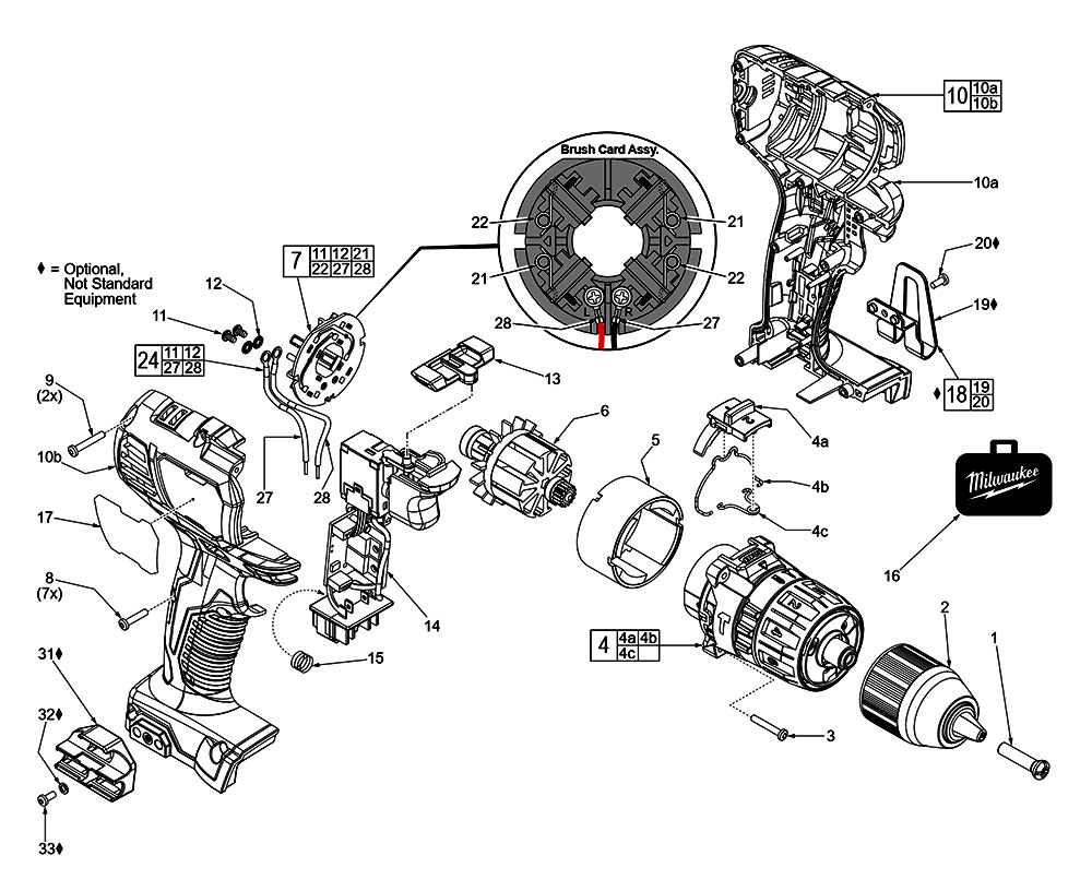 Fig-0 Diagram and Parts List for 2607-059 F62B Milwaukee Hammer Drill