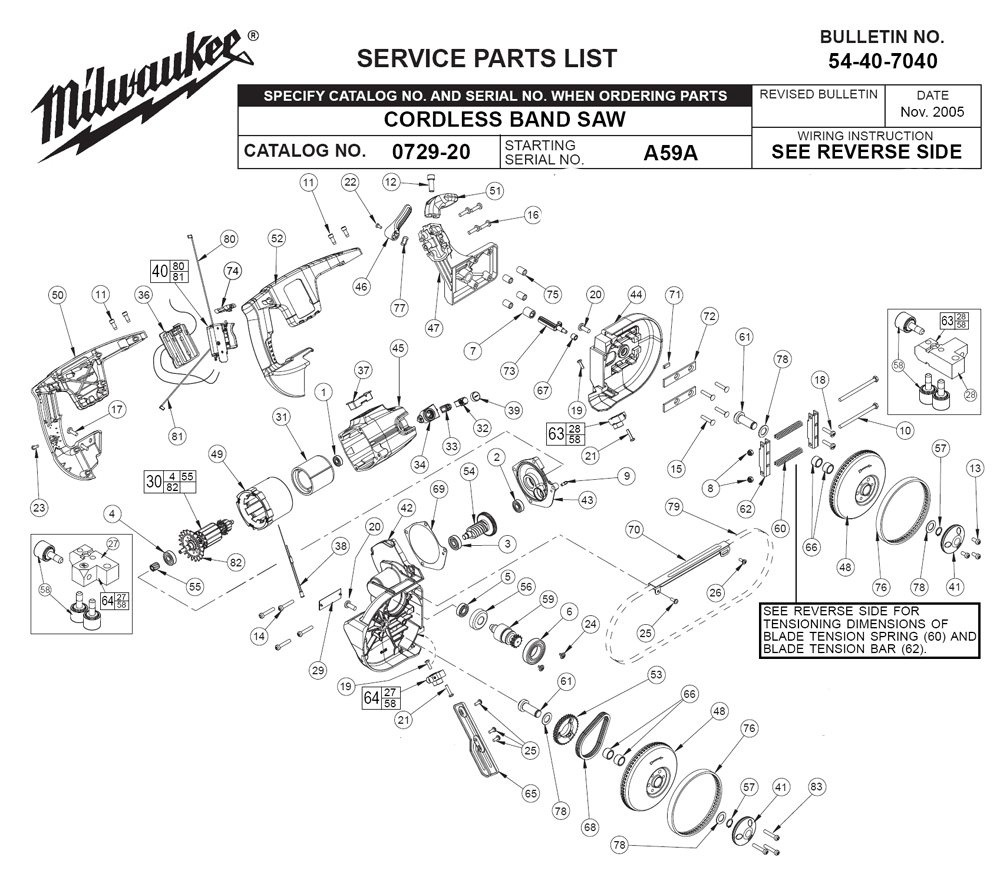 Fig-0 Diagram and Parts List for 0729-21 A59B Milwaukee Saw