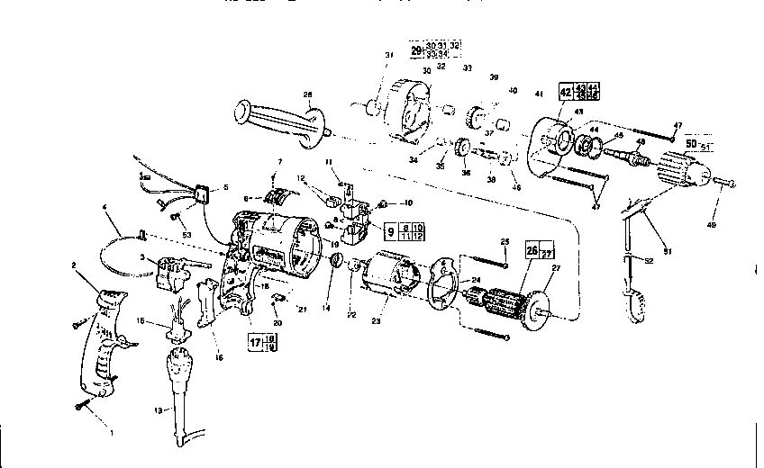 Unit Diagram and Parts List for 0234-1 TYPE K Milwaukee Electric Drill