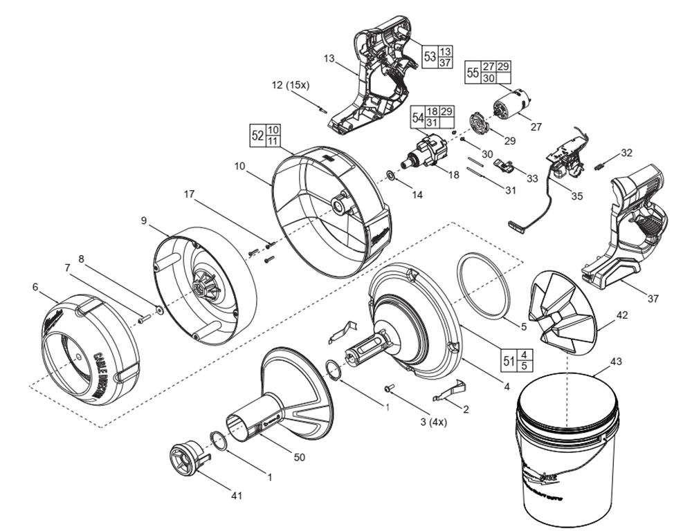 Fig-0 Diagram and Parts List for 2571-20 H23A Milwaukee Miscellaneous