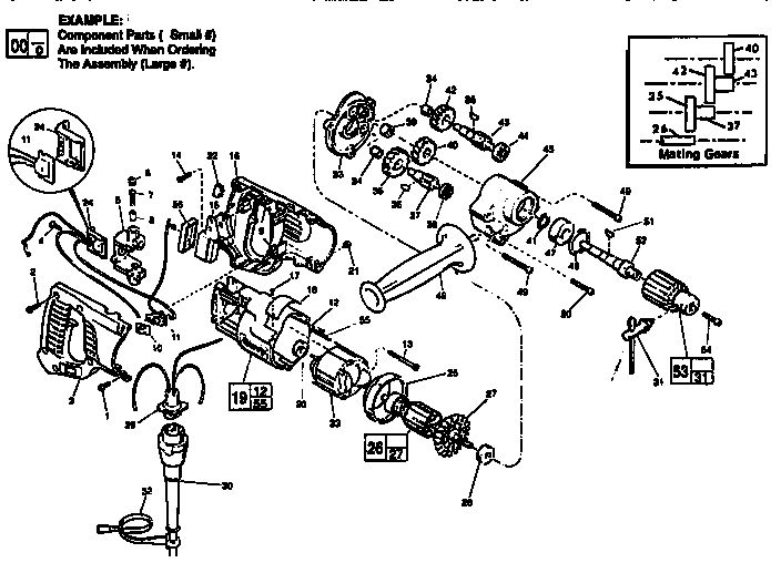 Unit Diagram and Parts List for 11071 TYPE G Milwaukee Electric Drill