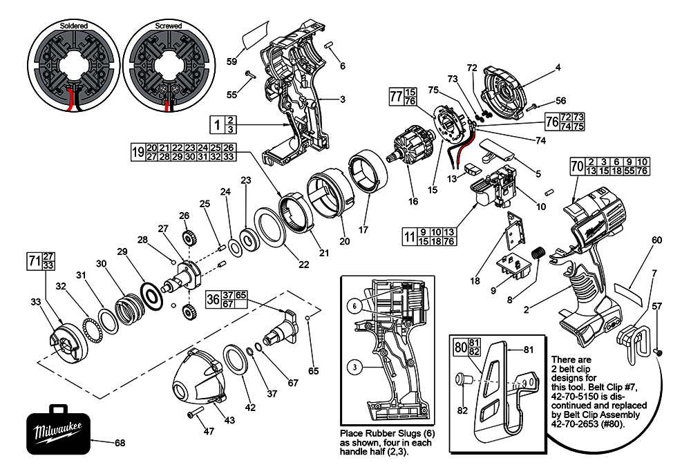 Fig-0 Diagram and Parts List for 2651-059 D68C Milwaukee Impact Driver