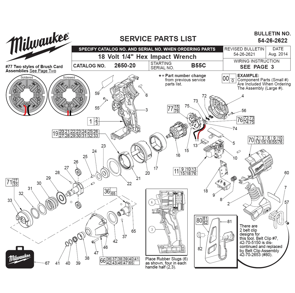 Fig-0 Diagram and Parts List for 2650-21 B55C Milwaukee Impact Driver