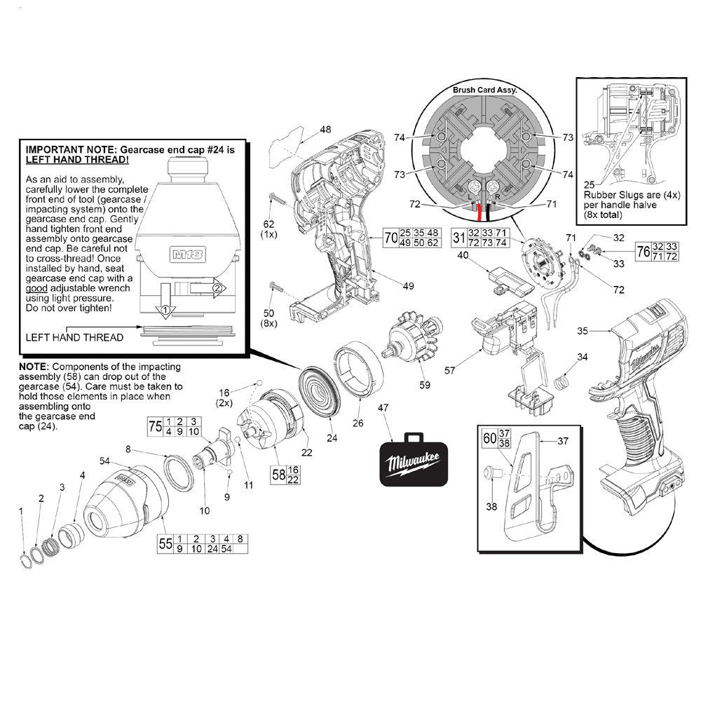 Fig-0 Diagram and Parts List for 2656-22 F26A Milwaukee Impact Driver
