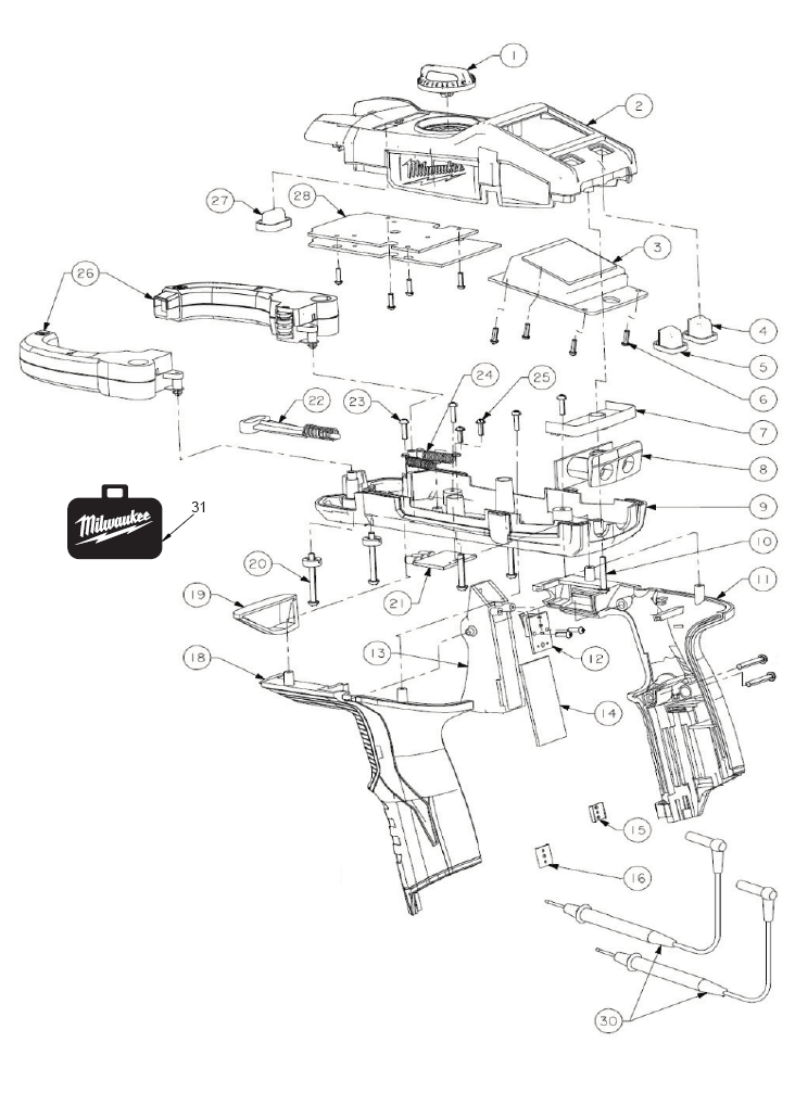 Fig-0 Diagram and Parts List for 2239-20  Milwaukee Miscellaneous