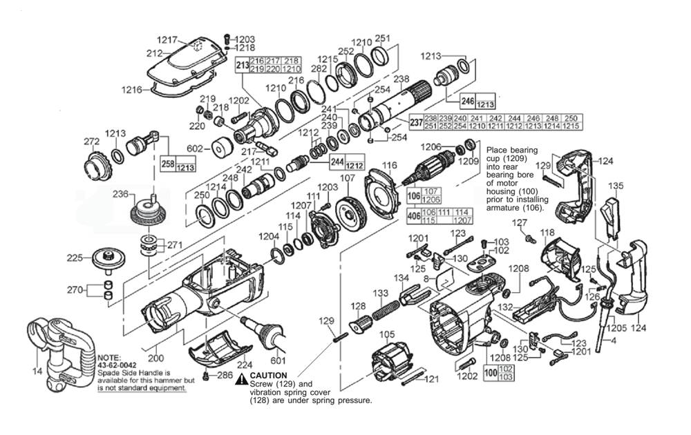 Fig-0 Diagram and Parts List for 5340-20 A49B Milwaukee Hammer Drill