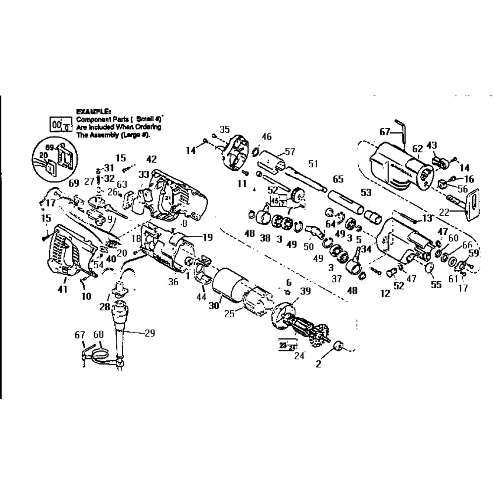 Unit Parts Diagram and Parts List for 6527TYPEB  Milwaukee Reciprocating Saw