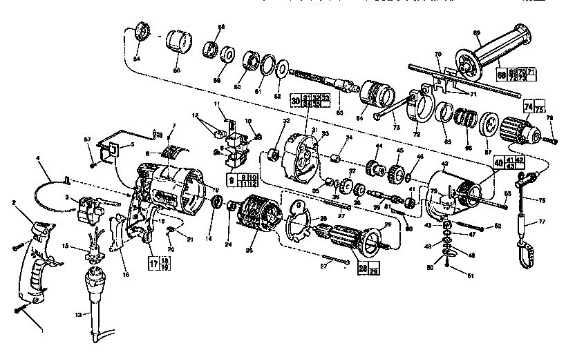 Unit Parts Diagram and Parts List for 5370-1 TYPE H Milwaukee Hammer