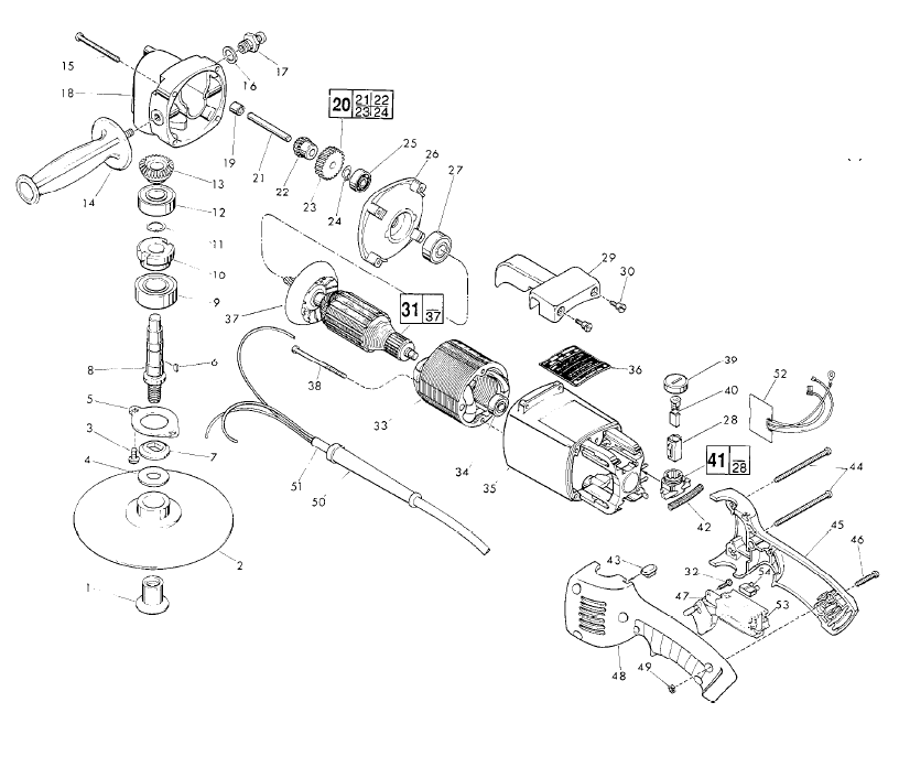 Fig-0 Diagram and Parts List for 5460-6  Milwaukee Sander Polisher