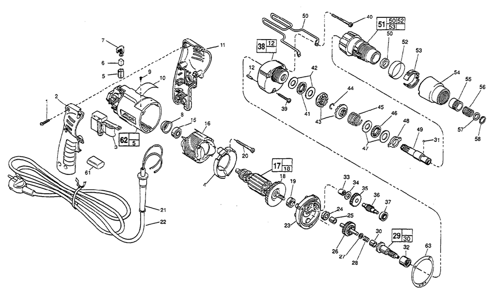 Fig-0 Diagram and Parts List for 6783-4 471A Milwaukee Electric Drill