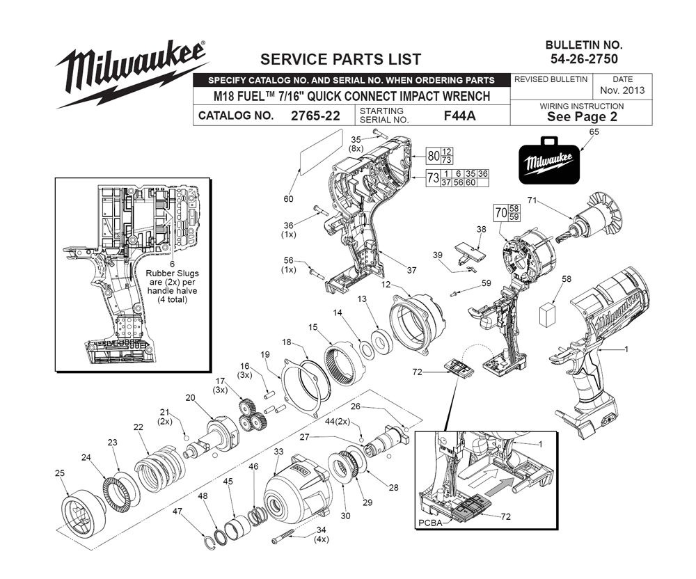 Fig-0 Diagram and Parts List for 2765-22 F44A Milwaukee Impact Driver