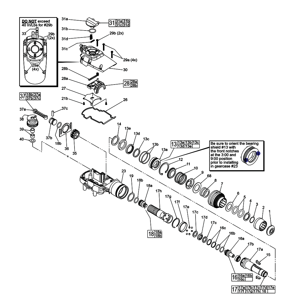 Fig-1 Diagram and Parts List for 5347-59A E84A Milwaukee Demolition Hammer