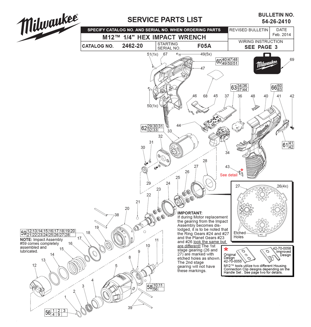 Fig-0 Diagram and Parts List for 2462-22 F05A Milwaukee Impact Driver